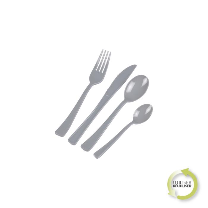 MENAGERE 24 PIECES REUTILISABLES GRIS