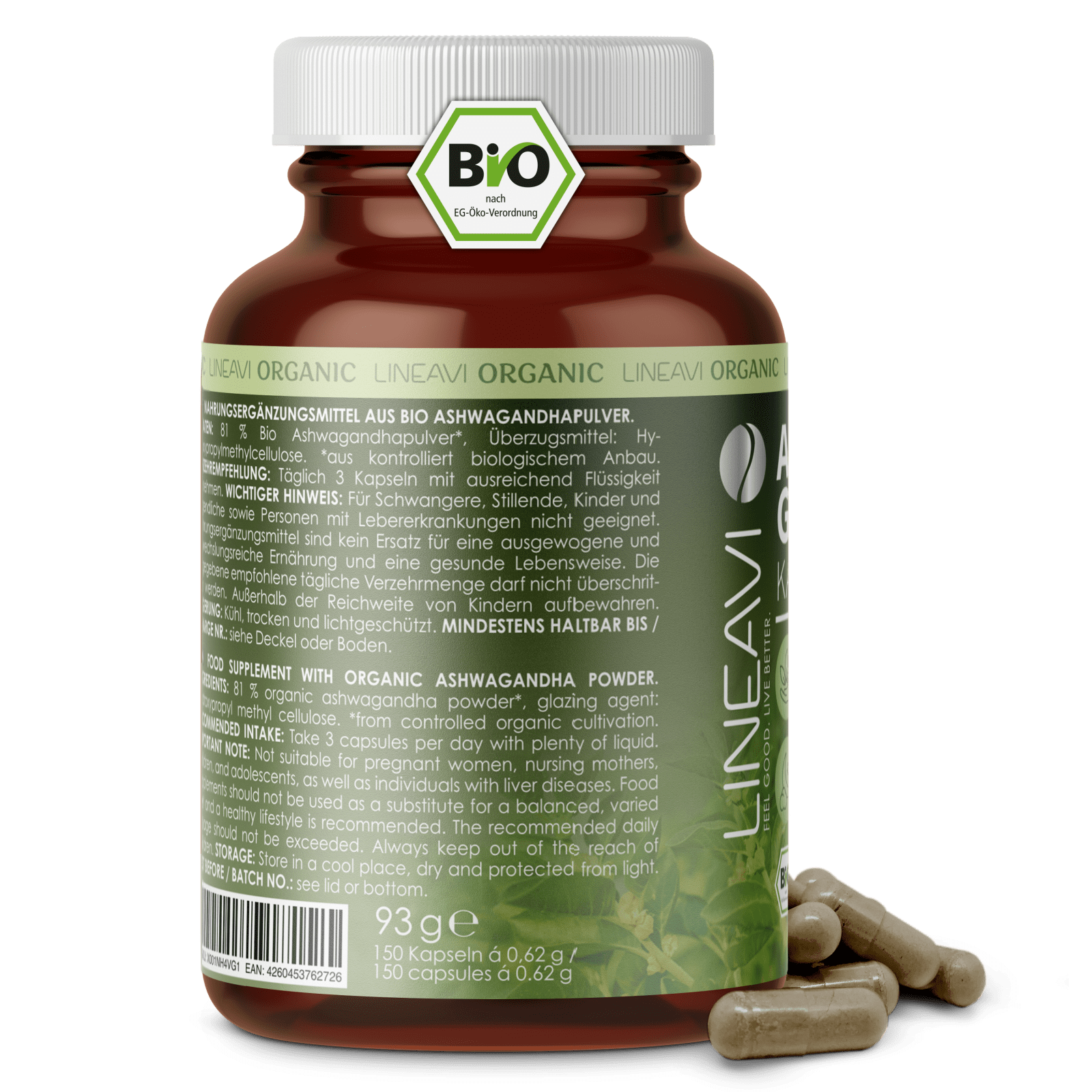 LINEAVI Ashwagandha Kapseln bio (150 Kapseln)