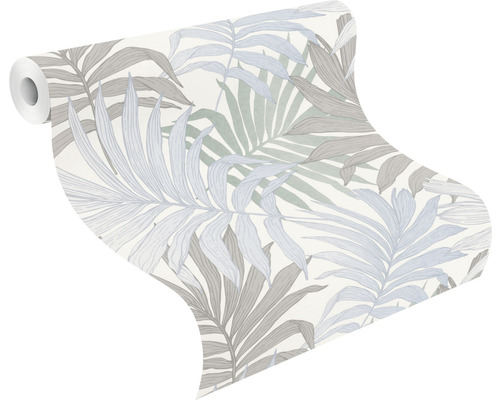 Vliesbehang 252644 Bambino XIX palmbladeren blauw