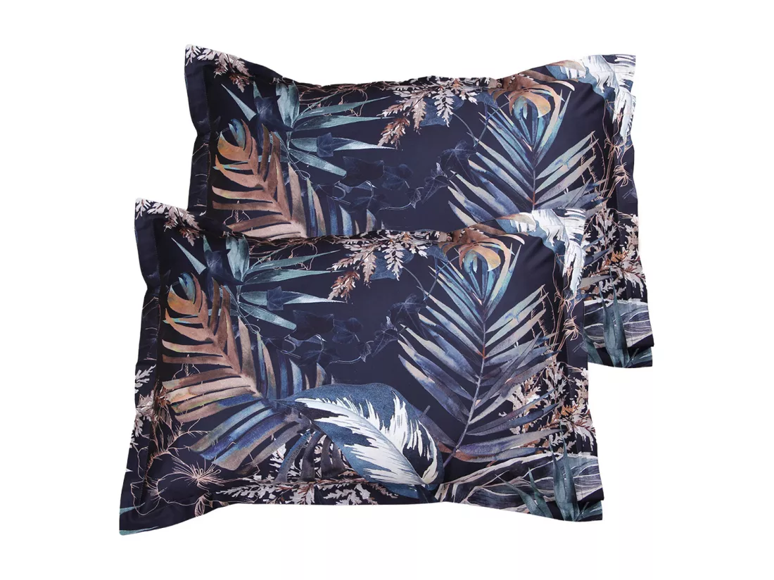Lot de 2 Taies d'oreiller satin de coton imprimé Tuchan