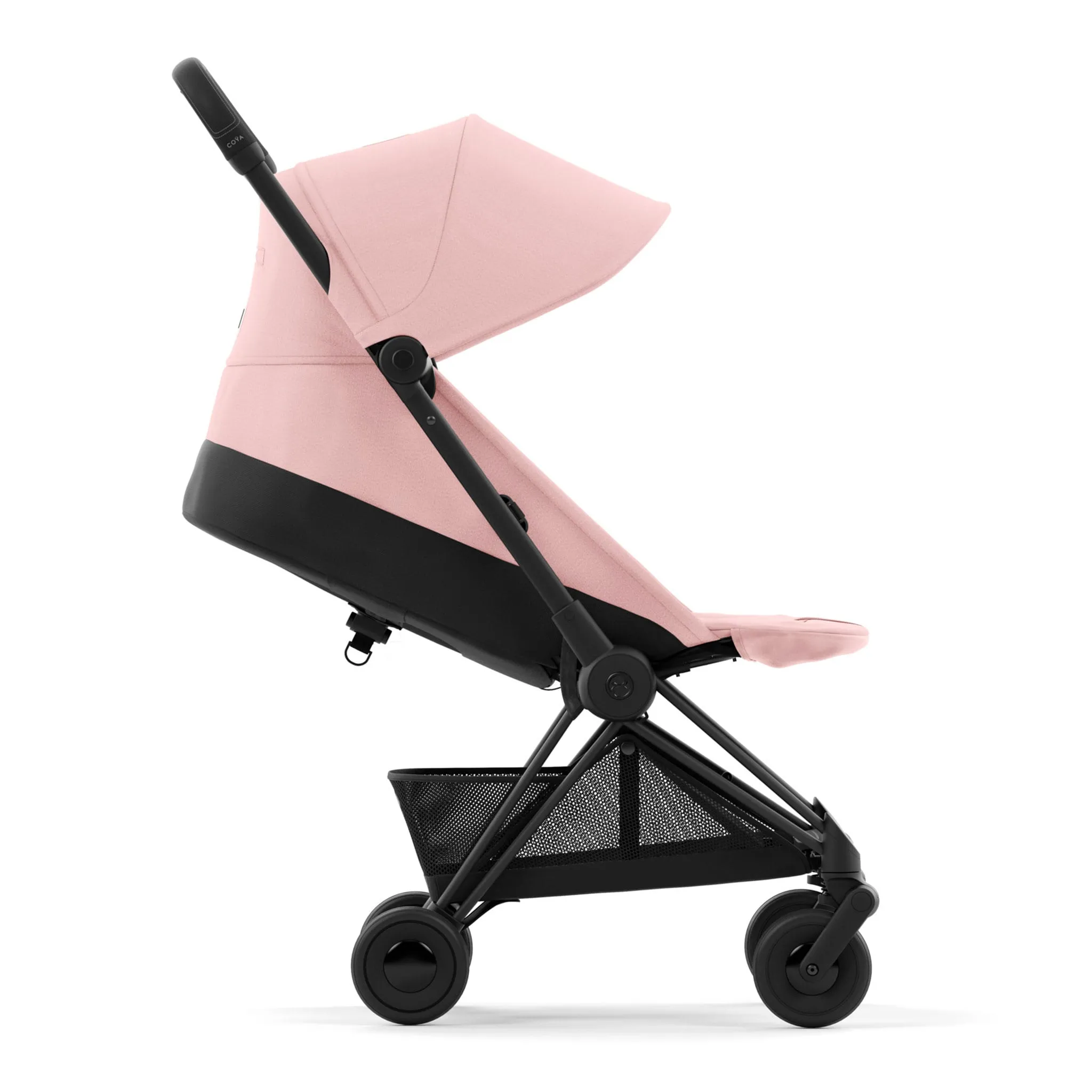 Cybex Poussette Coya - Cadre noir mat avec siège rose pêche