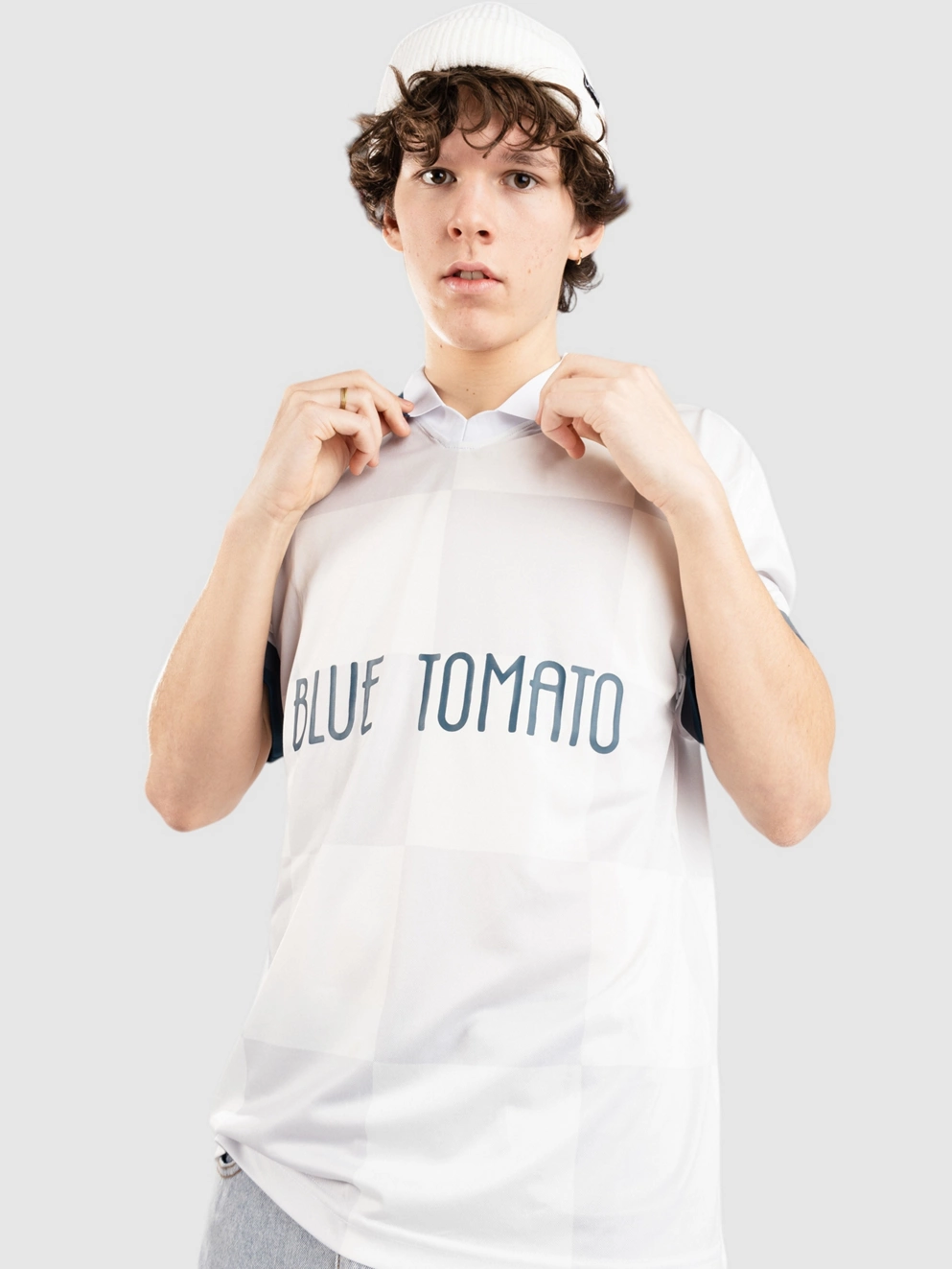 Blue Tomato Jersey T-Shirt white checked