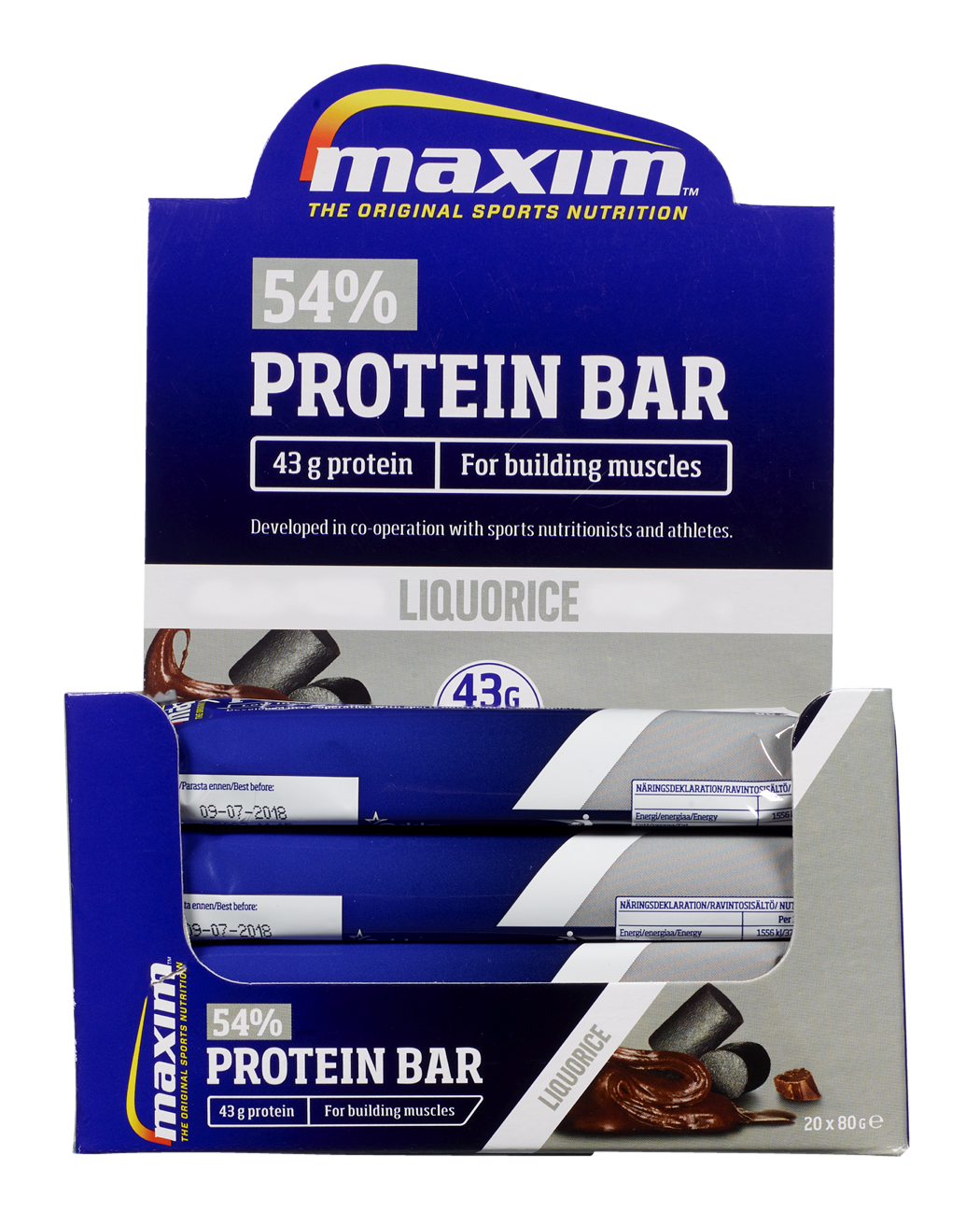 Maxim 54% Protein Bar Liquorice 20x80g