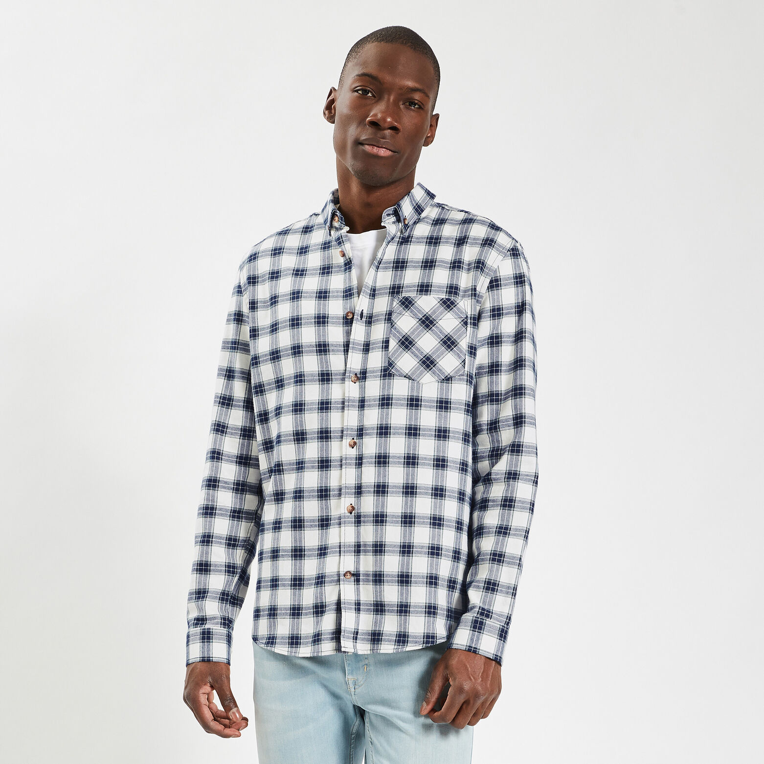Chemise regular carreaux coton flanelle régénérati Vert