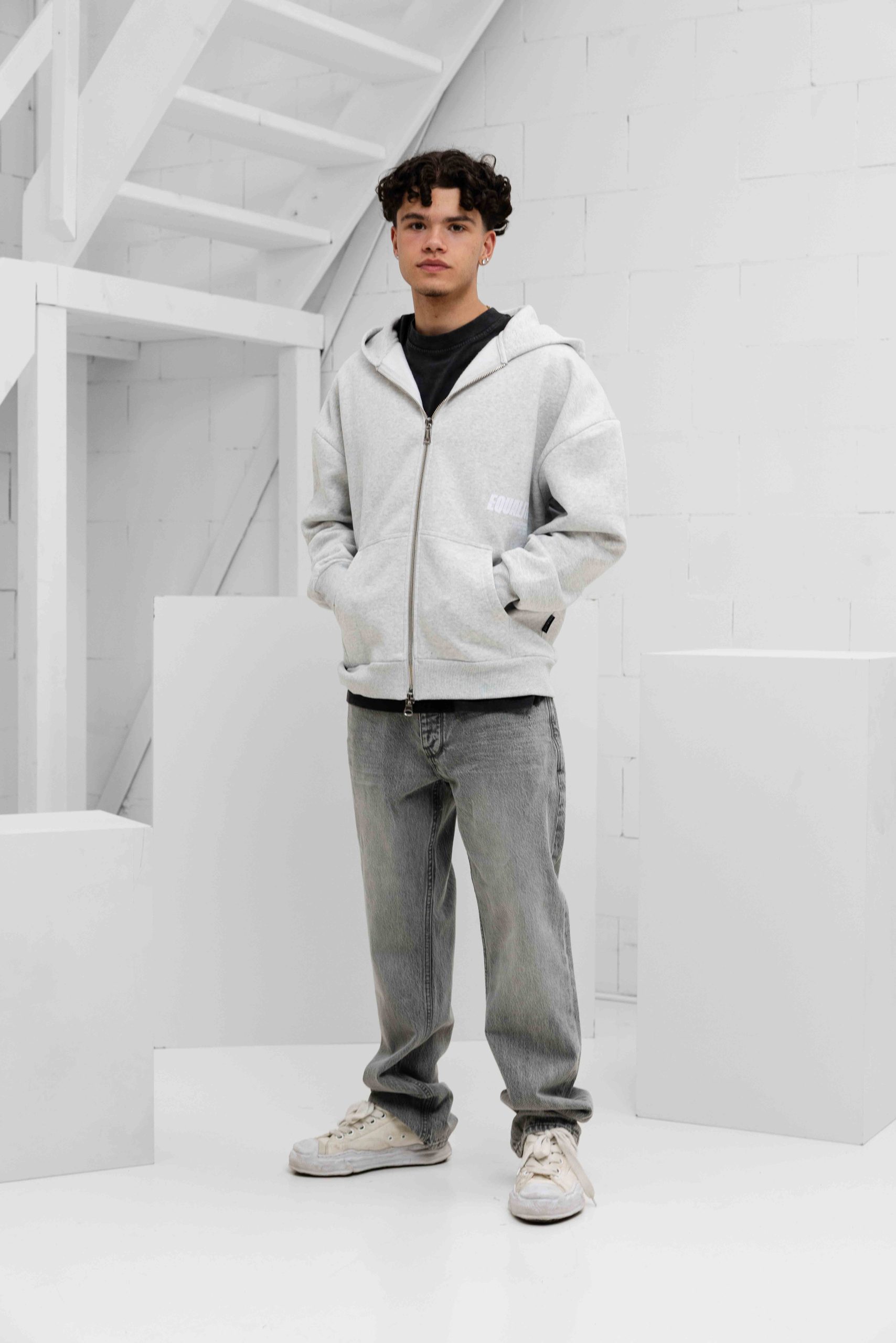 Equalité Elia Oversized Full Zip Hoodie Heren Lichtgrijs