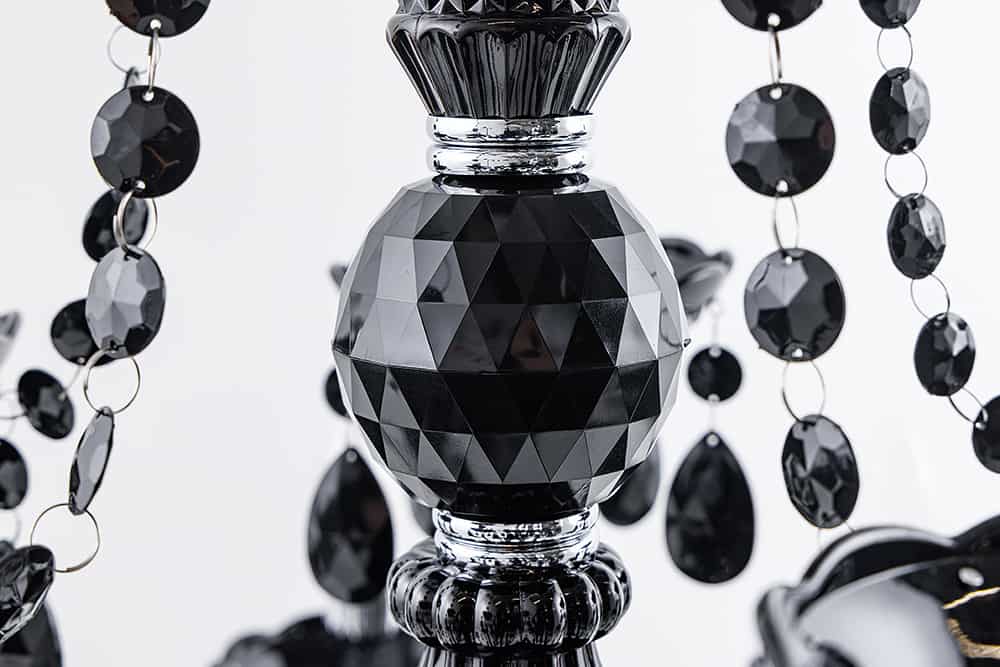 Design Kronleuchter BLACK CRYSTAL XL 80cm schwarz Acryl 15-armig Lüster