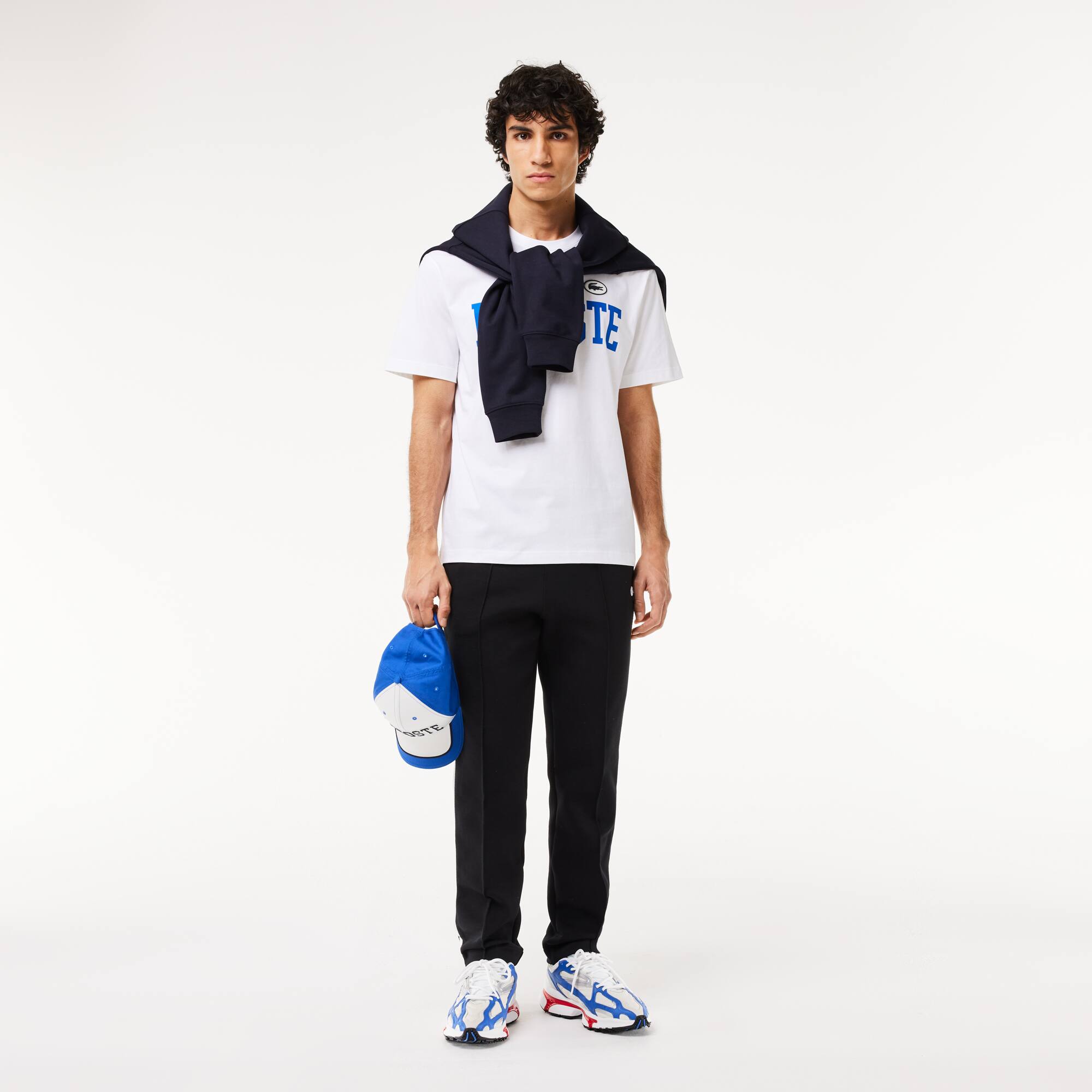 T-shirt en coton avec imprimé et badge contrasté T-Shirts - Blanc - Lacoste - Homme