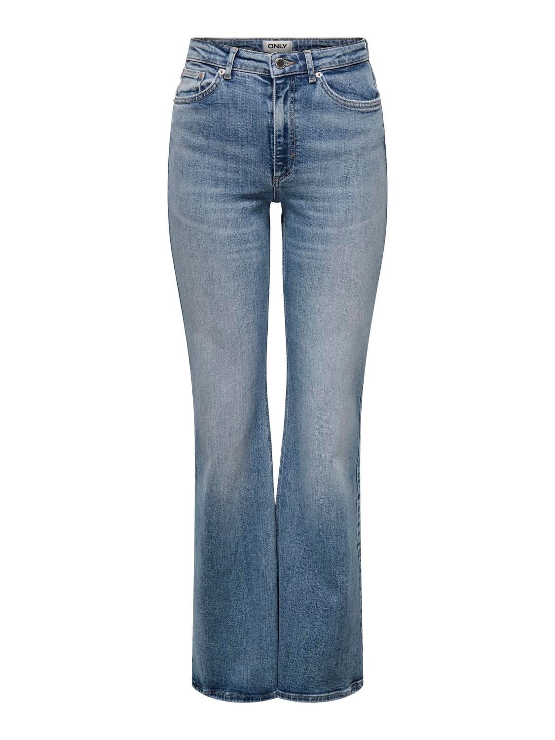 ONLJUICY Hohe Taille Ausgestellt Jeans Medium Blue Denim