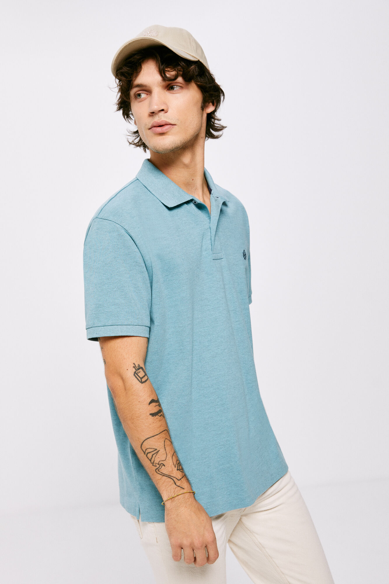 Camisa polo piqué turquesa