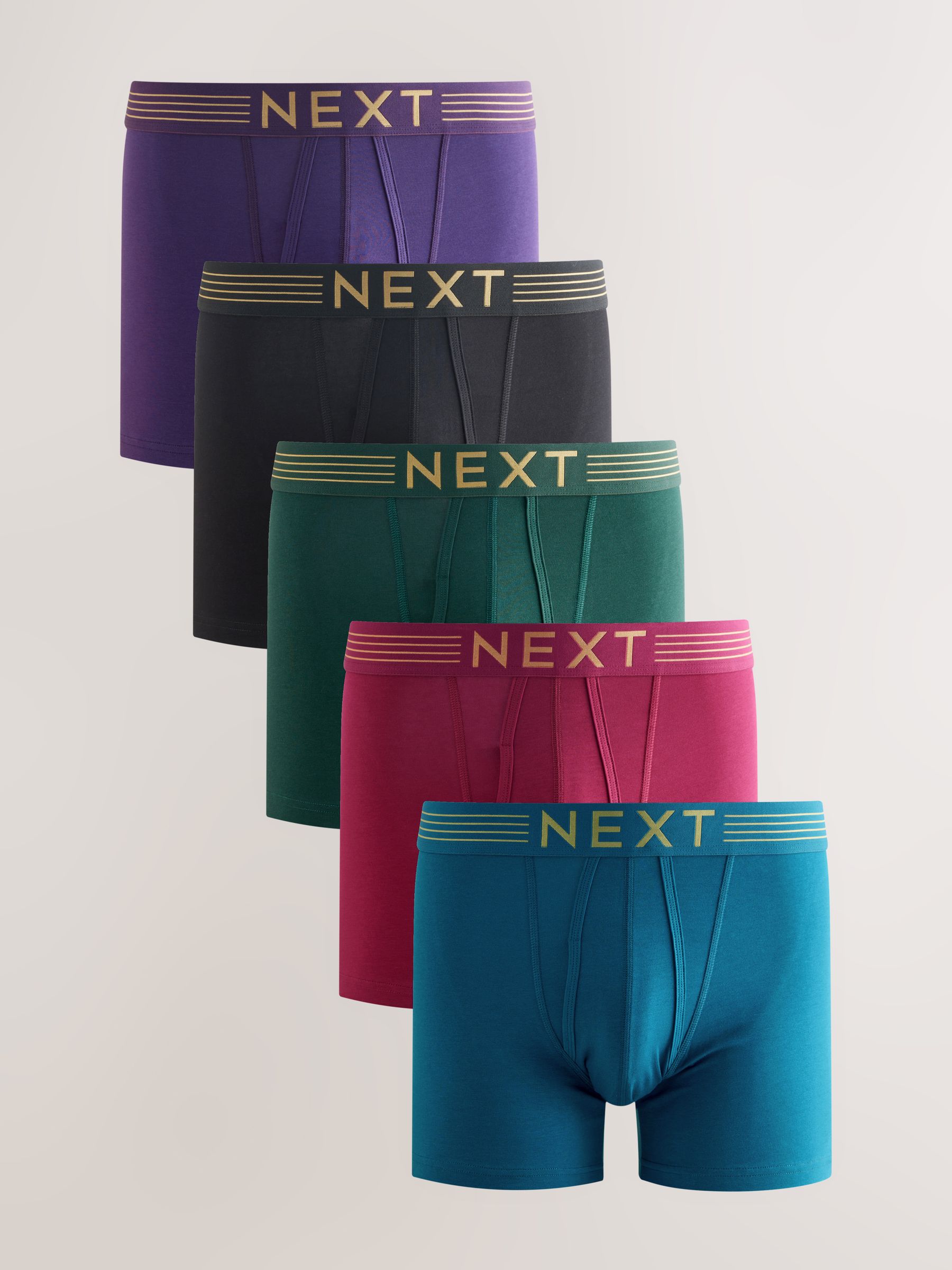 Roze/blauw/groen goudkleurige tailleband - Verpakking van 5 - Boxershorts met A-voorkant