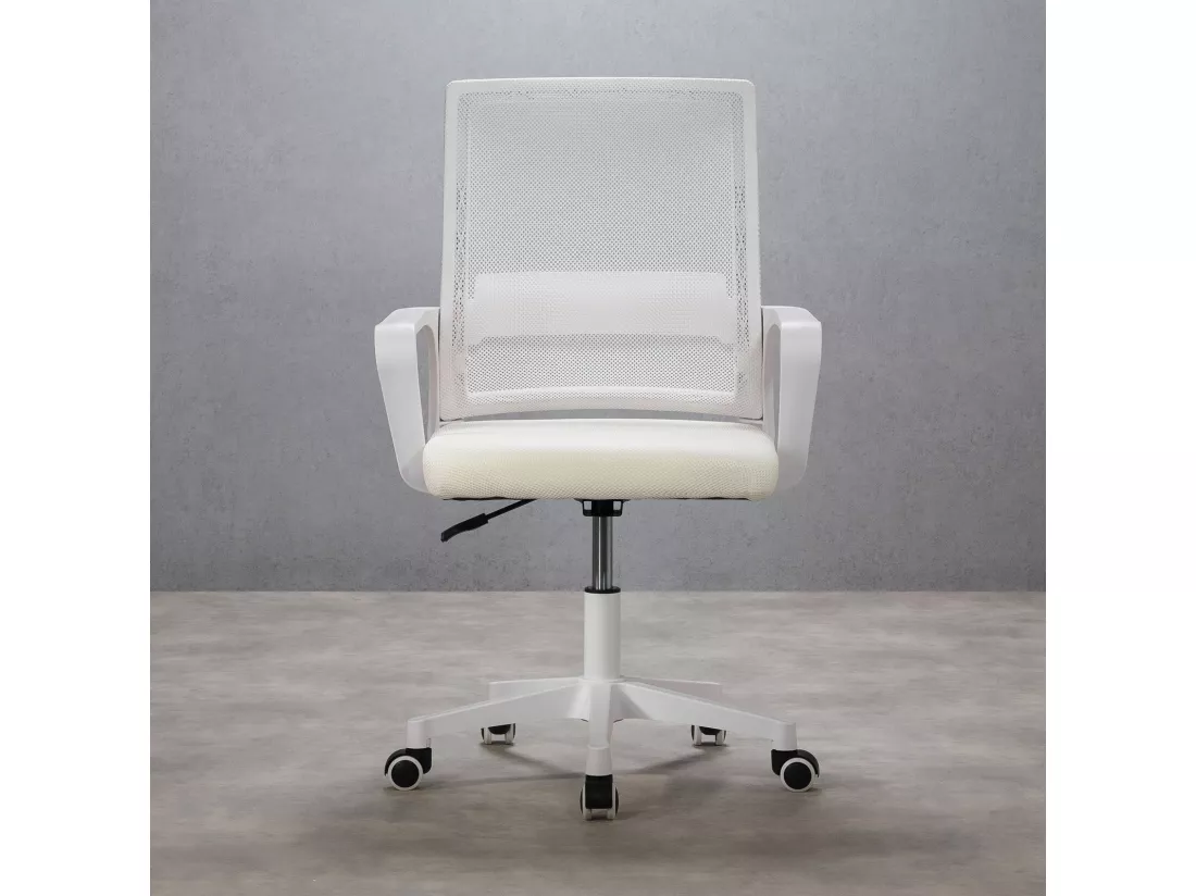 Chaise de bureau PERTH, Pivotante et réglable en hauteur, Tissu mesh, Avec accoudoirs, Blanc