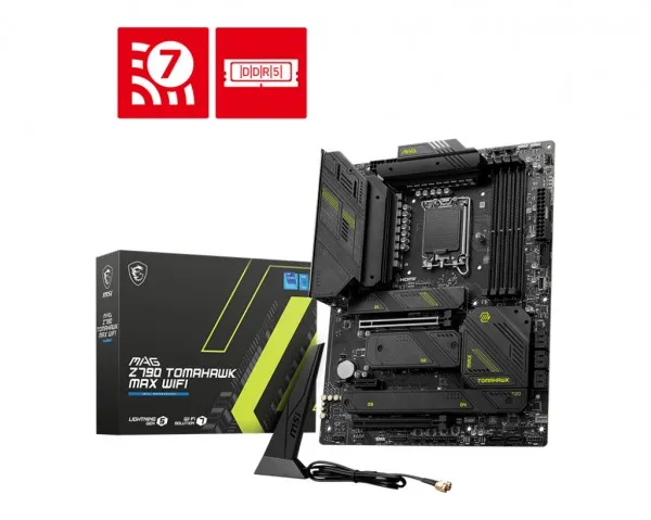 MSI MAG Z790 TOMAHAWK MAX WIFI - Bundkort - ATX - LGA1700 sokkel - Z790 Chipset - USB 3.2 Gen 1, USB 3.2 Gen 2, USB-C 3.2 Gen2, USB-C 3.2 Gen 2x2 - 2.5 Gigabit LAN, Wi-Fi 7, Bluetooth - onboard grafik (CPU påkrævet) - HD Audio (8-kanaler)