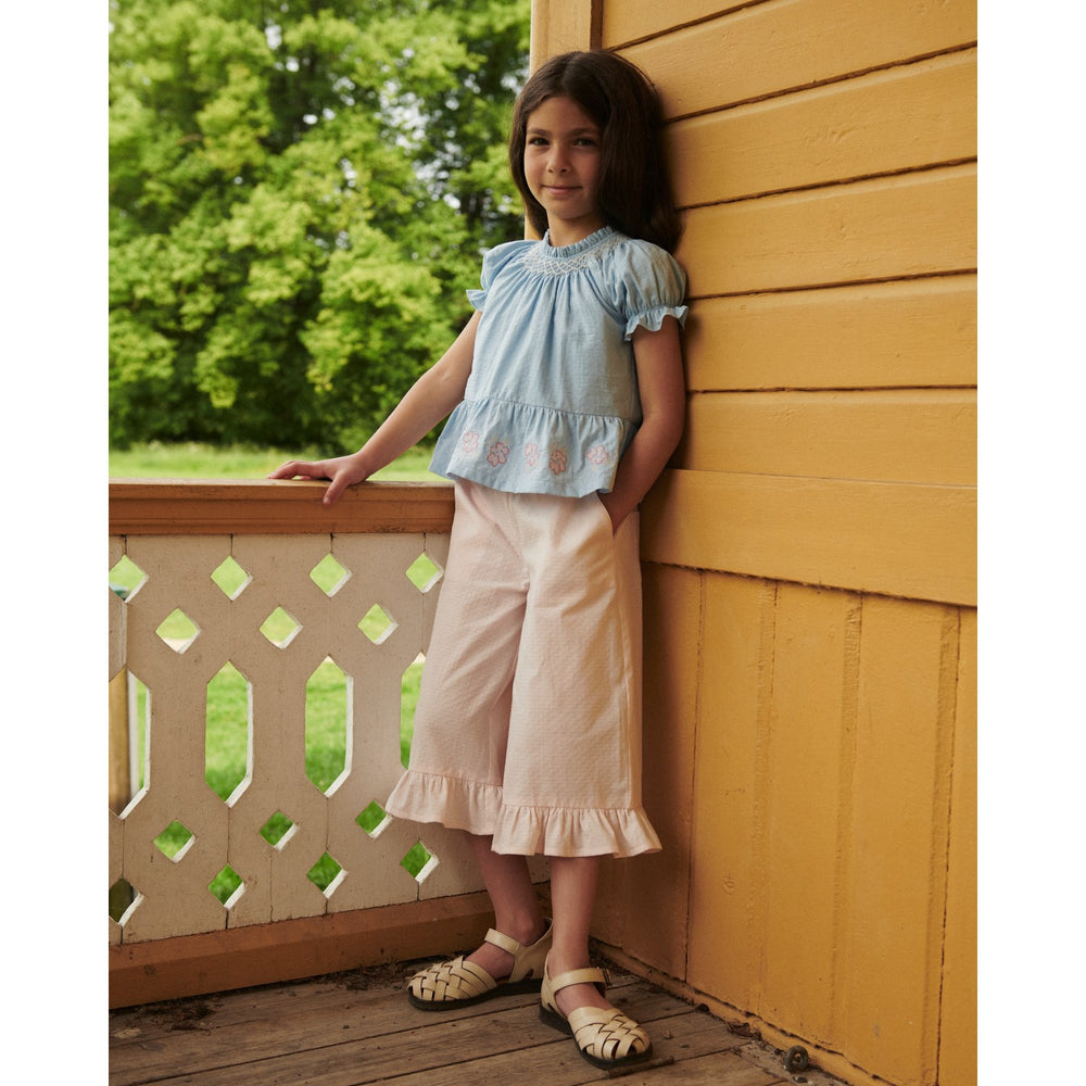 Køb COPENHAGEN COLORS Lt. Blue Comb. Bluse W. Smock W. Emb.