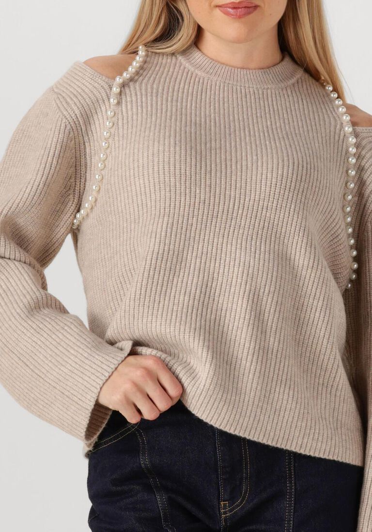 beige co'couture trui row rib pearl knit