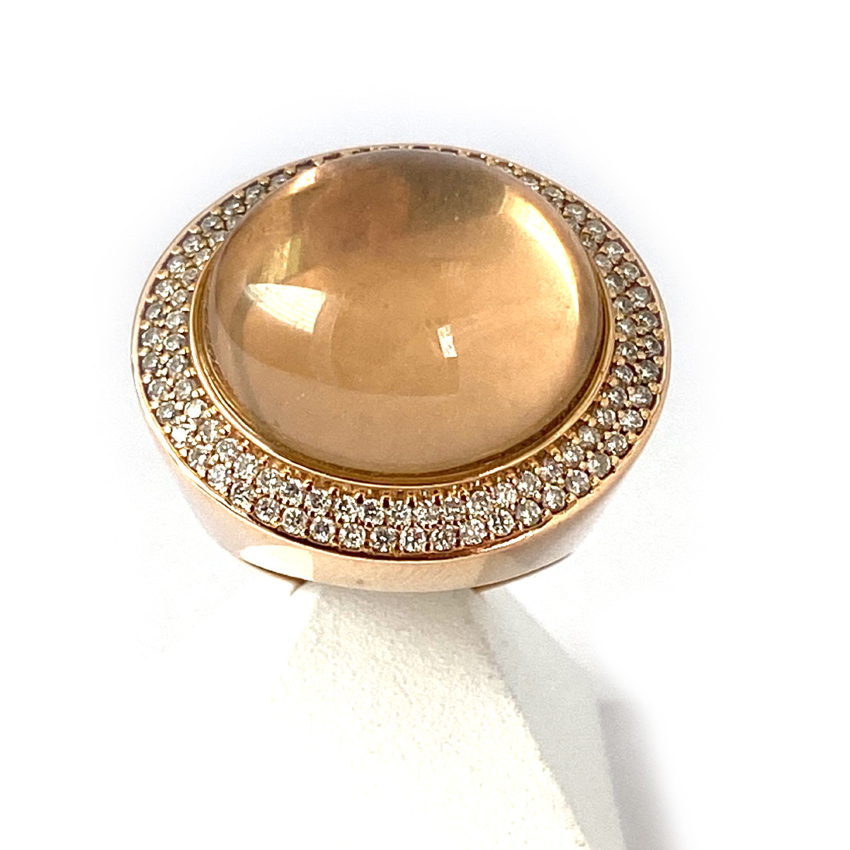 Bague d'occasion or 750 rose diamants quartz