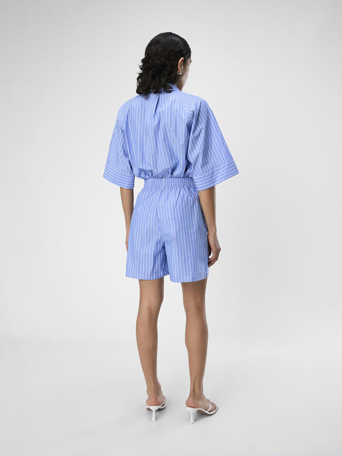 Object OBJPOPLINA FIKA HW SHORTS 132 Brunnera blue/white