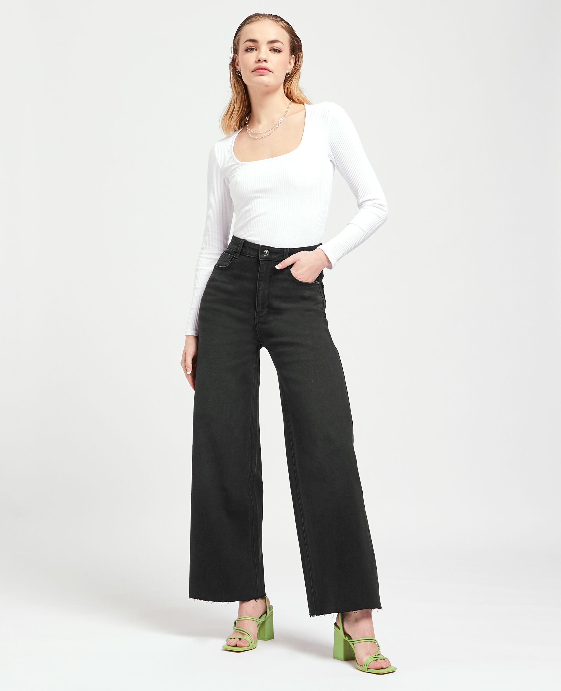 Jean wide taille haute - Noir