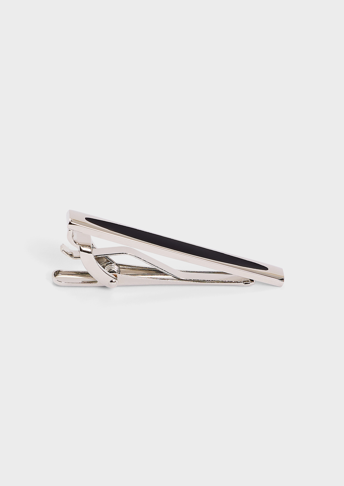 Pince à cravate argent avec insert noir