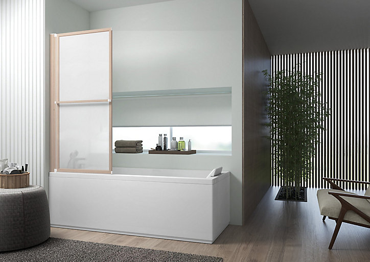 Pare-baignoire effet bois 1 volet relevable Atelier du bain