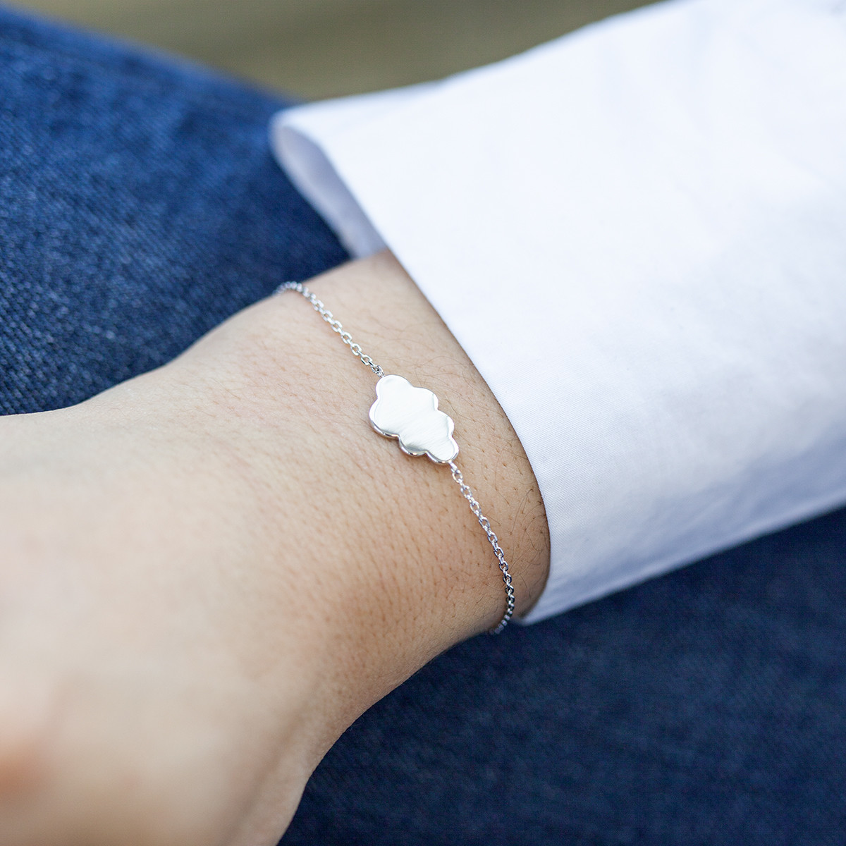 Bracelet argent 925 motif nuage personnalisable 18 cm