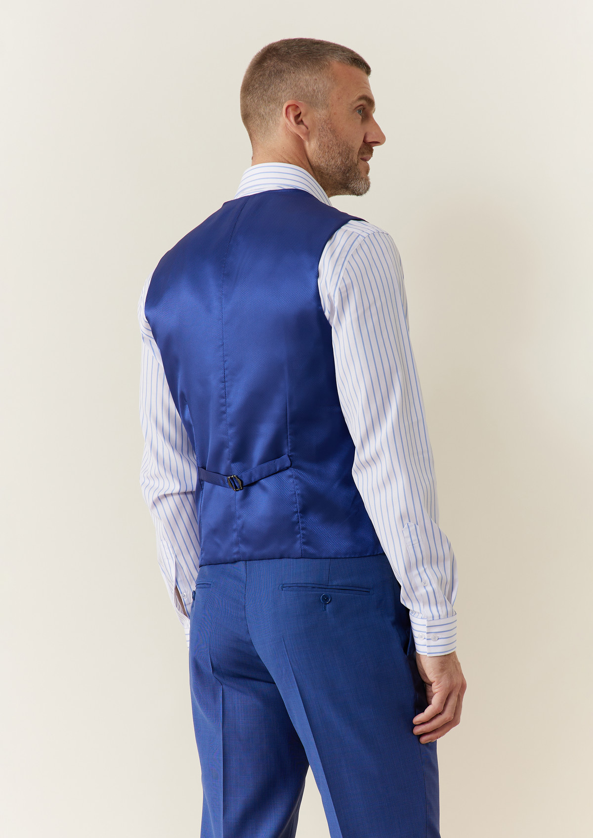 Gilet de costume en laine unie bleu azur