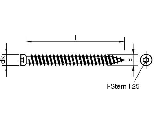 Kozijnschroef, verzonken kop met I-ster, 7,5 x 112 mm, verzinkt, 100 stuks (voor houten profielen)