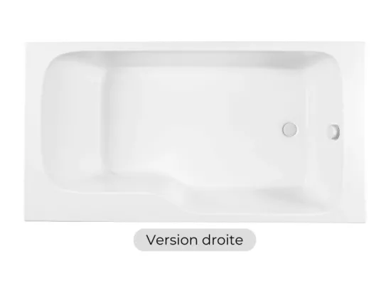 Baignoire bain douche JACOB DELAFON Malice antidérapante + pare bain 170 x 90, version droite