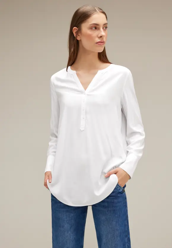 Longbluse in Unifarbe - White