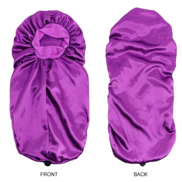 Long Sleep Wood - Satin Bonnet - Hair Care House Sleep Cap One -Size Black
