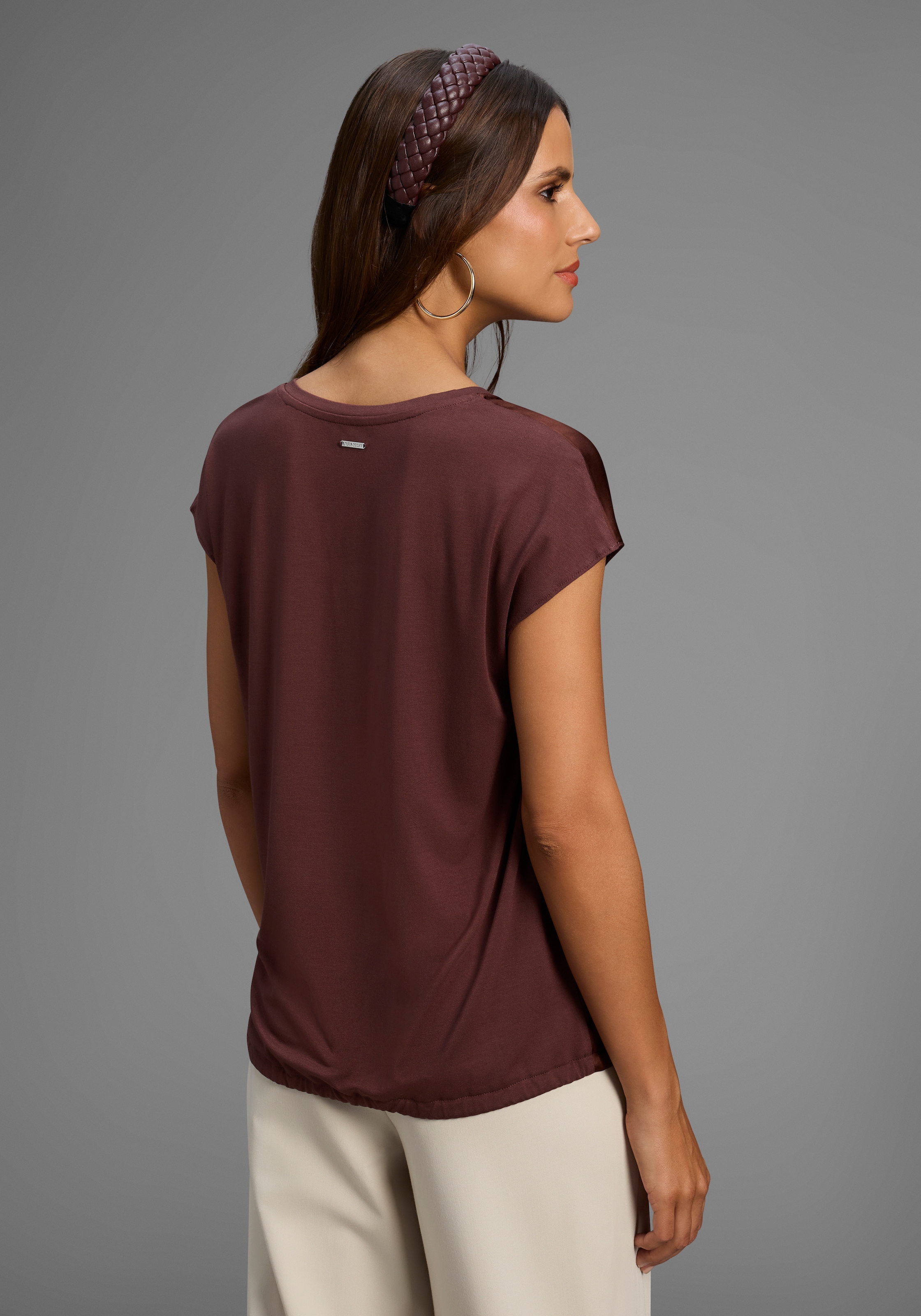 Laura Scott Shirtbluse , Satin-Bluse mit Jersey-Rückenteil und Bindeband - NEUE KOLLEKTION
