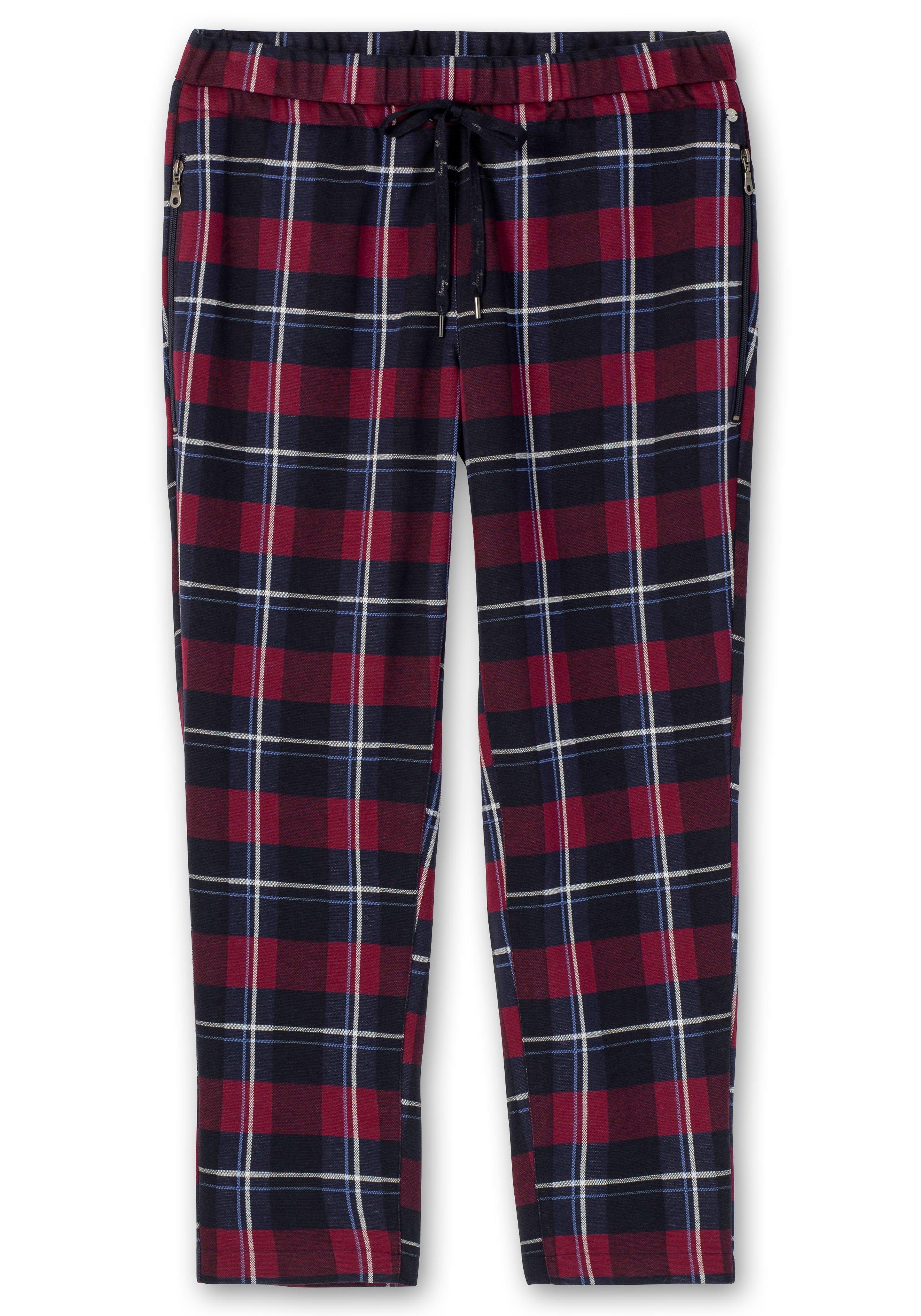 Karo-Joggpants mit Schlupfbund und Bindeband