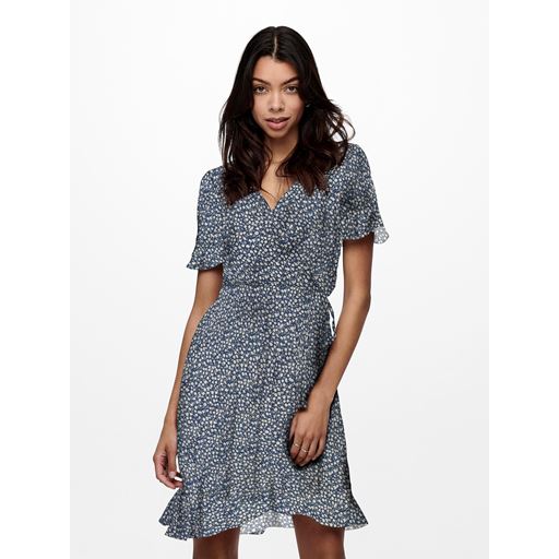 ONLY Olivia Wrap Kjole, Blue Mirage, 34