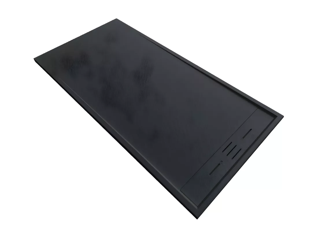 Receveur de douche 90 x 180 cm extra plat SALVI en SoliCast® surface ardoisée noir