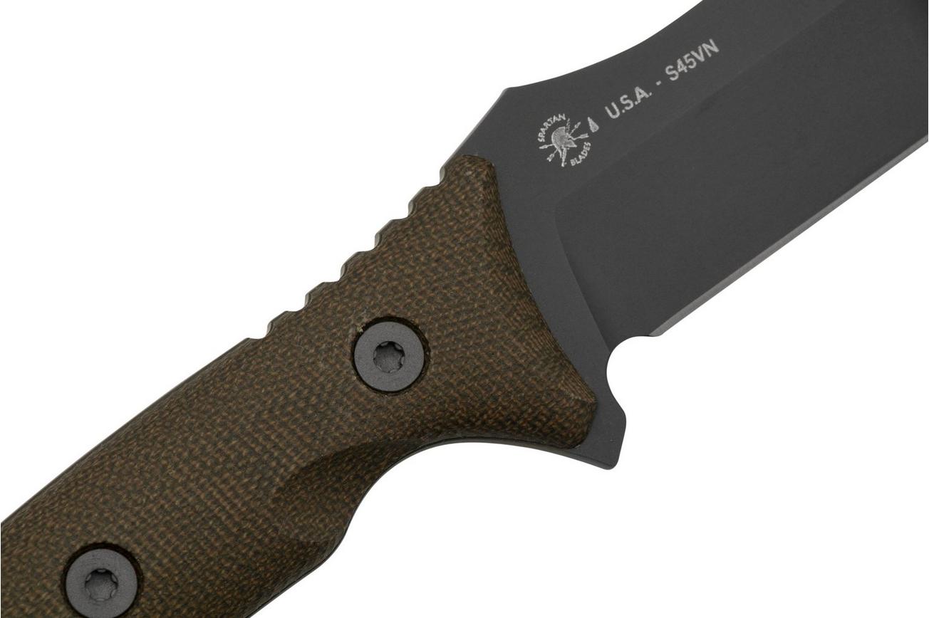 Spartan Blades Moros SB53BKGRNLBK Black, Green Micarta, Molle-Black Sheath, survivalmes