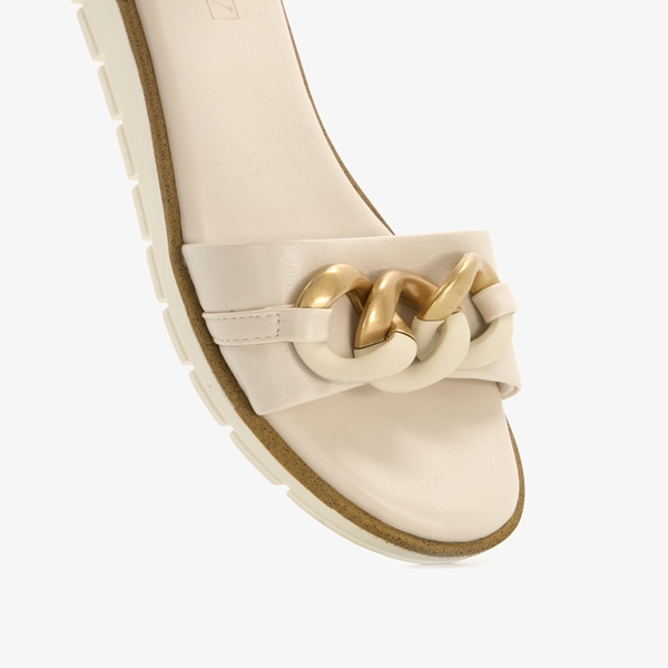 Nova dames sandalen wit met gouden detail