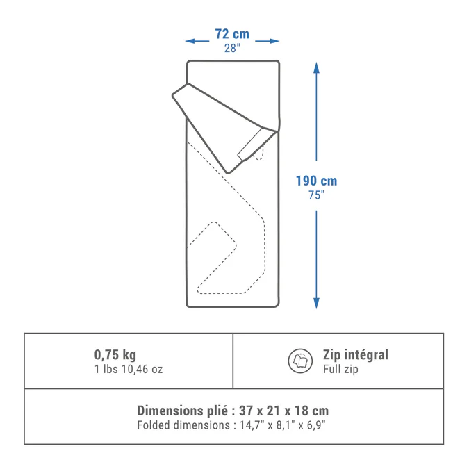 Decathlon Quechua - Saco de dormir Quechua Arpenaz 68°F