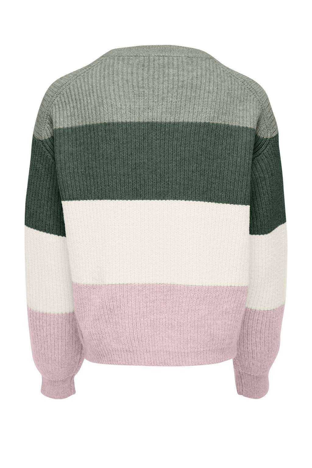 KIDS ONLY GIRL trui gebreid zachtgroen/roze//wit