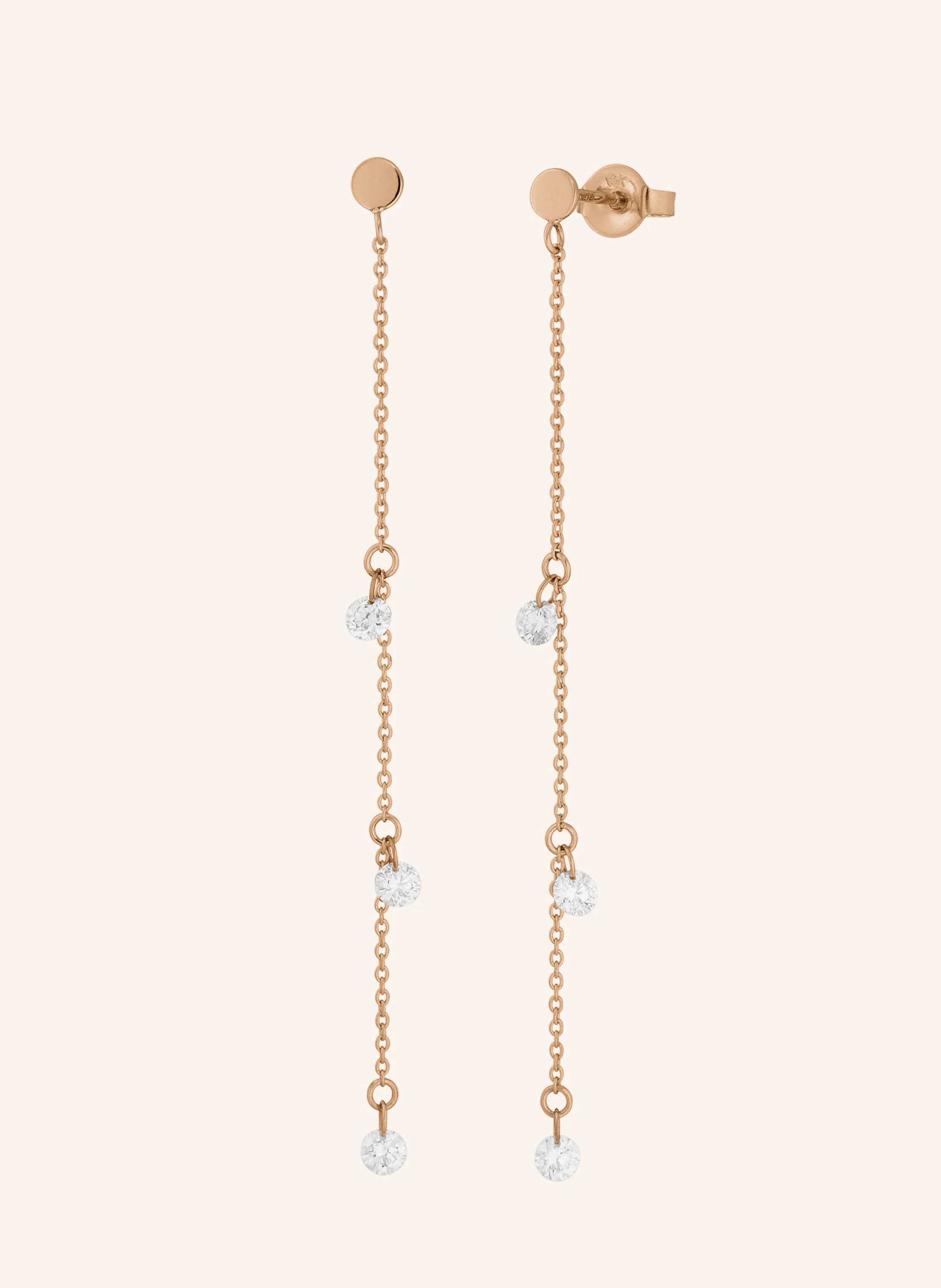 Leaf Ohrringe PURE CHAIN aus 18 Karat Rosébgold mit Diamanten