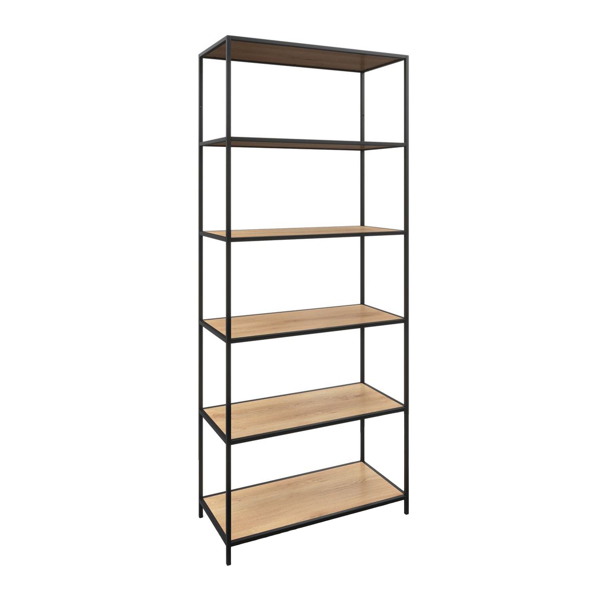 Bücherregal SEAFORD 77 x 185 cm braun/schwarz
