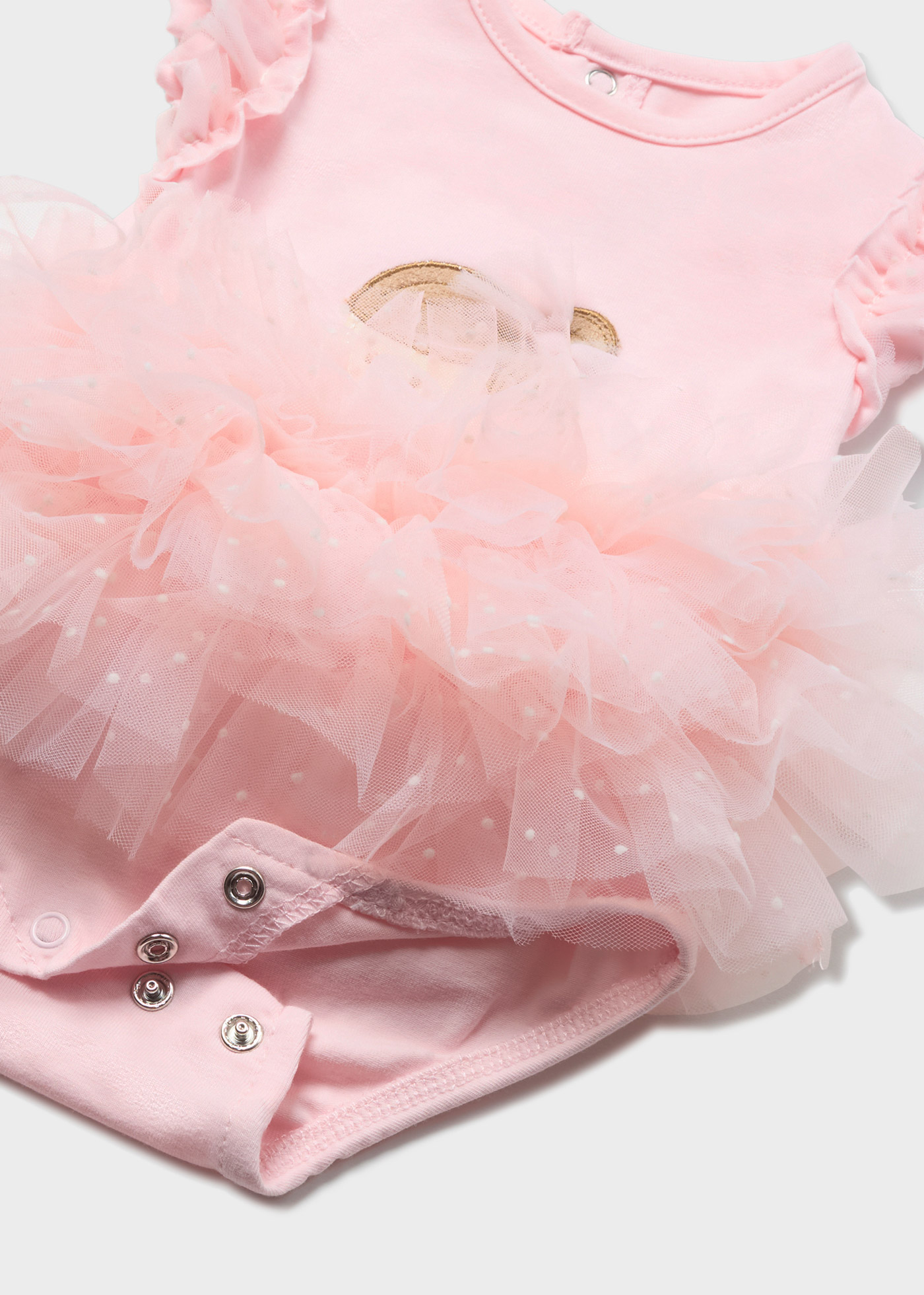 Body de tule sustentável em algodão com faixa de cabeça para recém-nascido