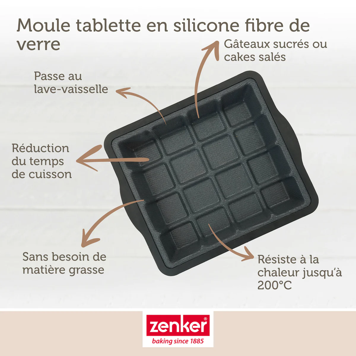 Moule à gâteaux en forme de tablette de chocolat Silicone fibre de ver