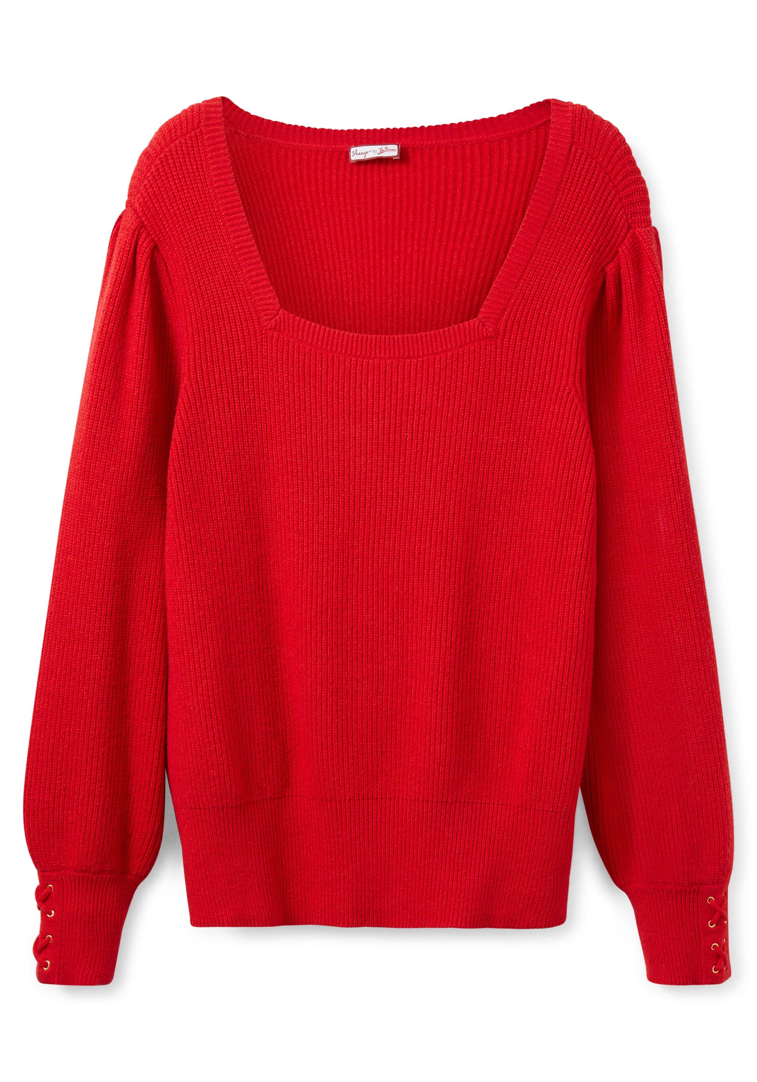 Pullover mit Karree-Ausschnitt und Ballonärmeln
