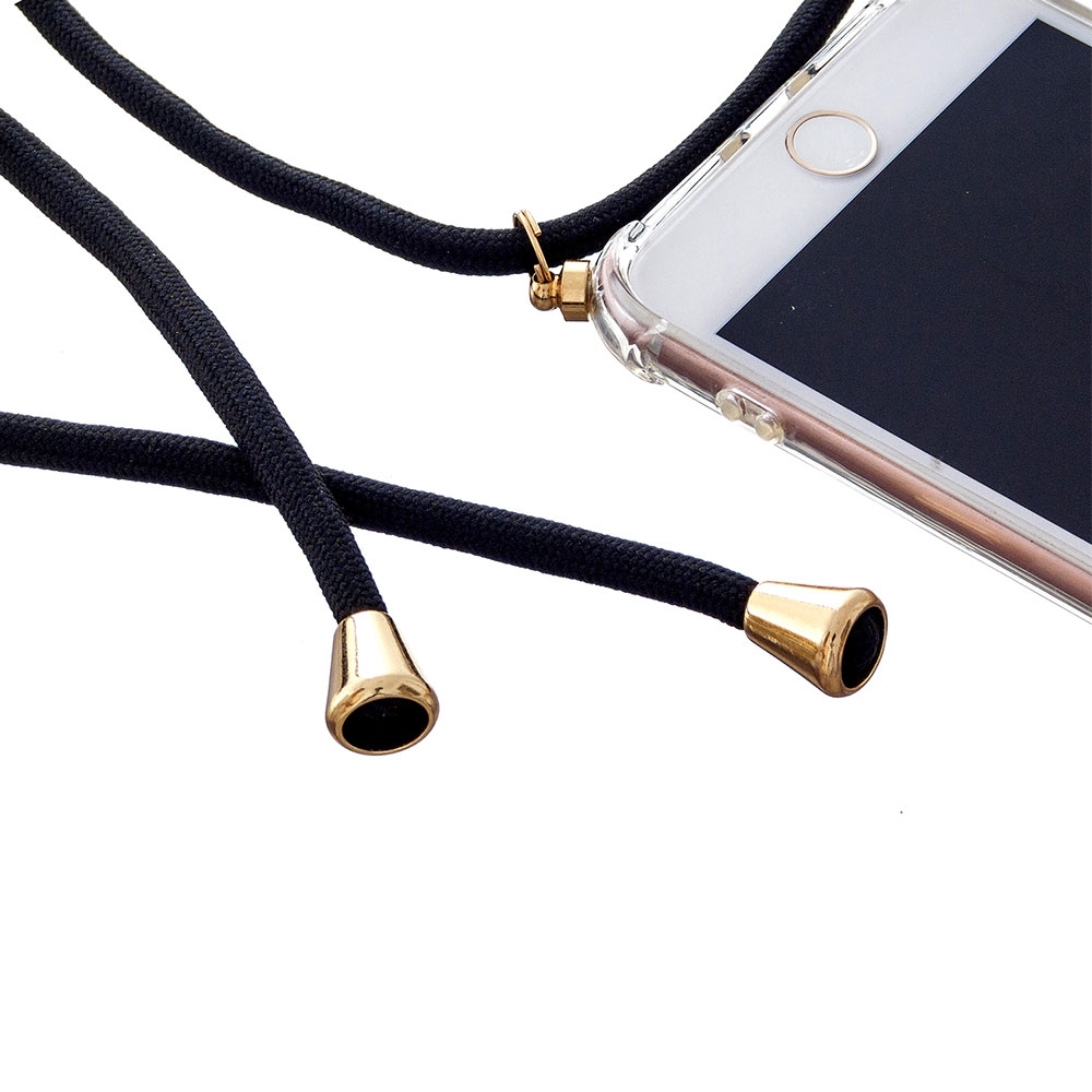 iPhone 6 / 6S Necklace Gummi Hülle Air Cushion Fallschutz   Handykette (150cm) - Schwarz / Gold
