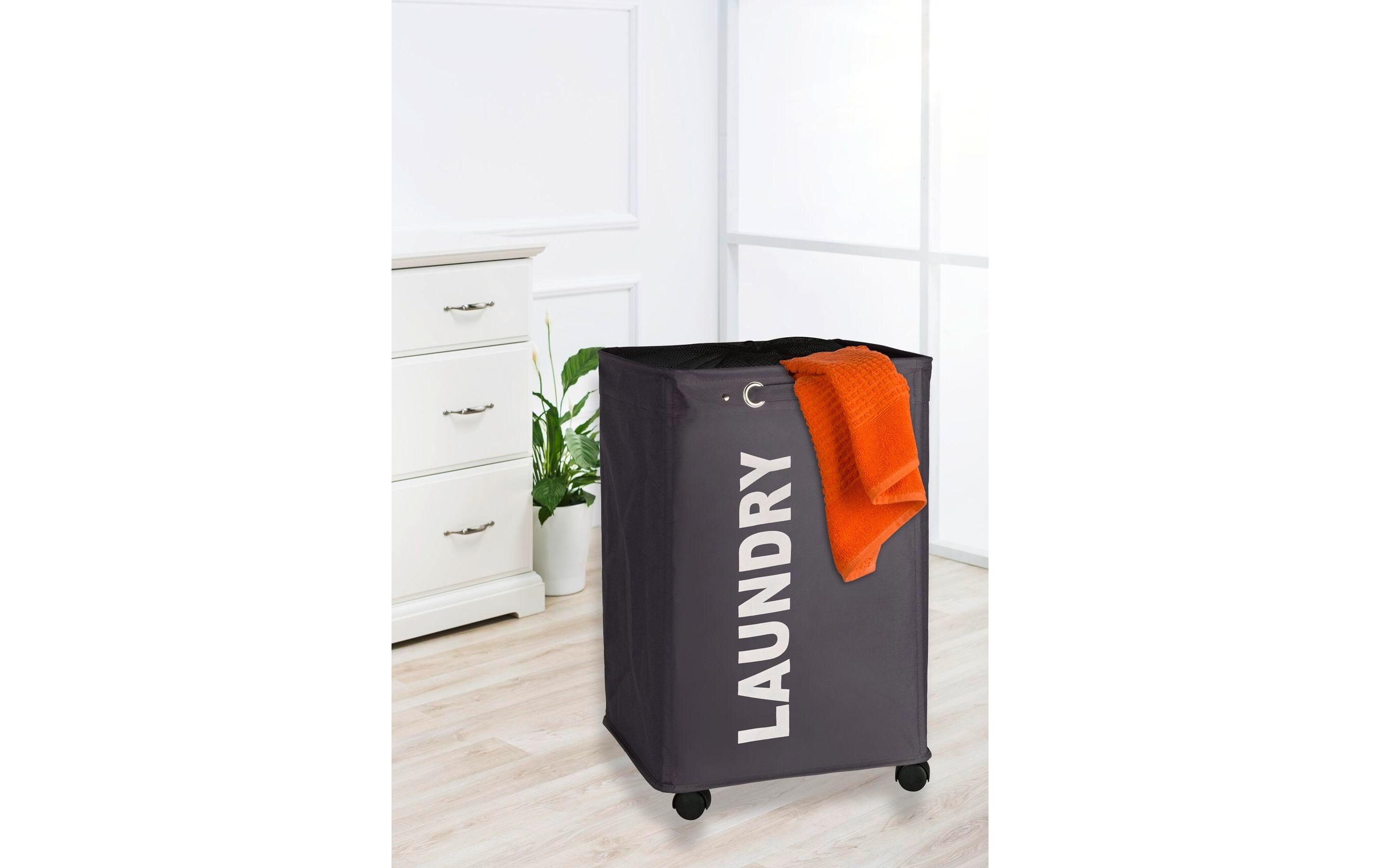 Wäschesammler Quadro 79 l, SchwarzWäschekorb mit Rollen