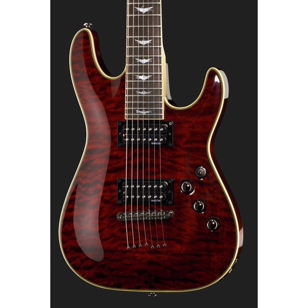 Schecter Diamond Omen 7 Extreme E-Gitarre schwarz/rot