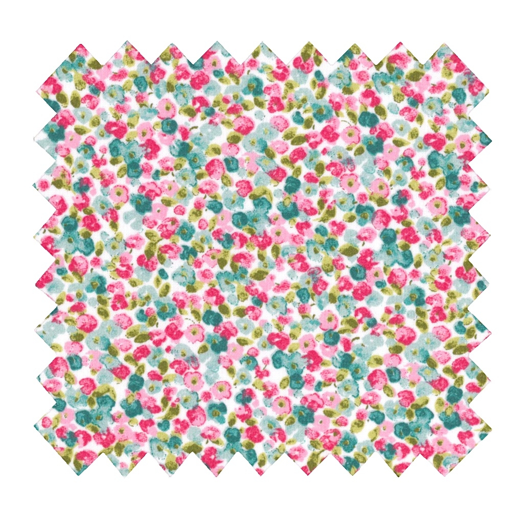 Coupon Tissu 50 Cm Ex2324 Oeillets Rose Vert