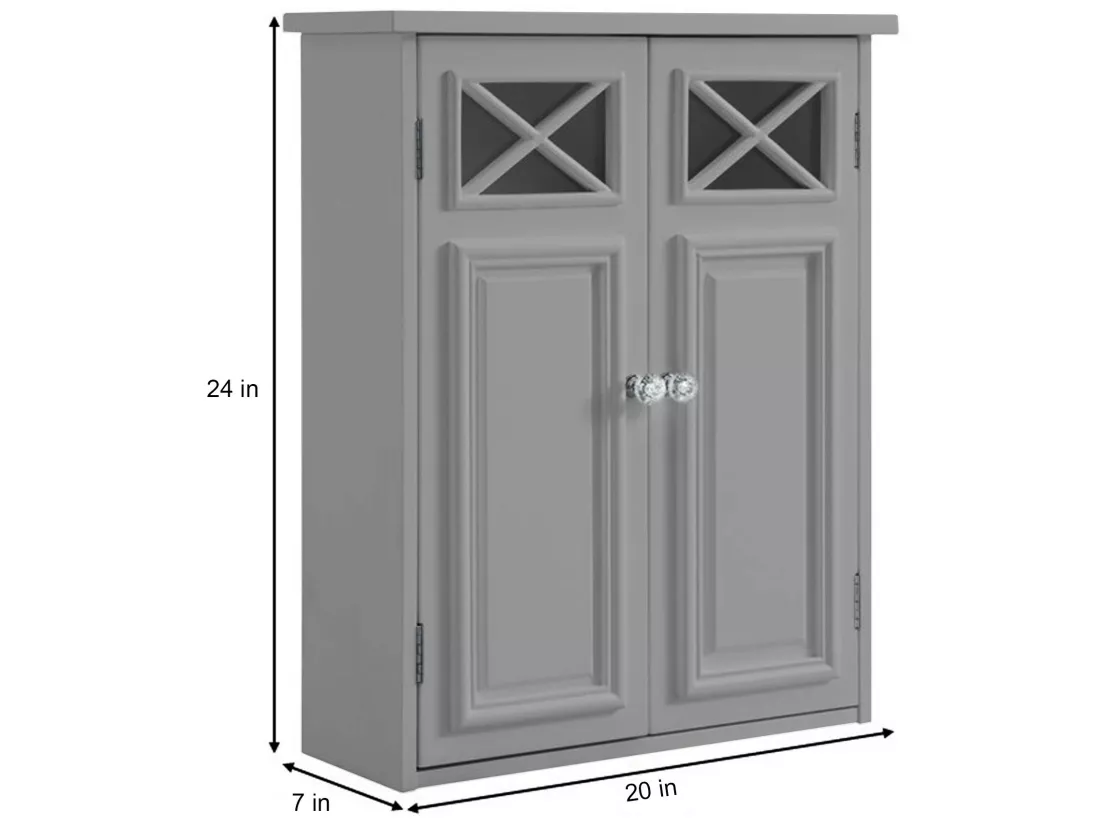 Teamson Home Armoire Murale Pour Salle De Bain Dawson Avec 2 Portes, Gris