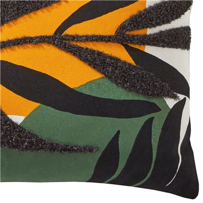 Coussin brodé feuillage