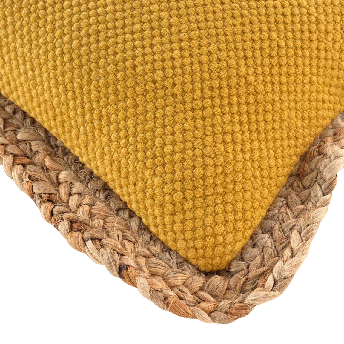 Coussin rectangulaire jute et coton (30 x 50 cm) Akina Jaune ocre