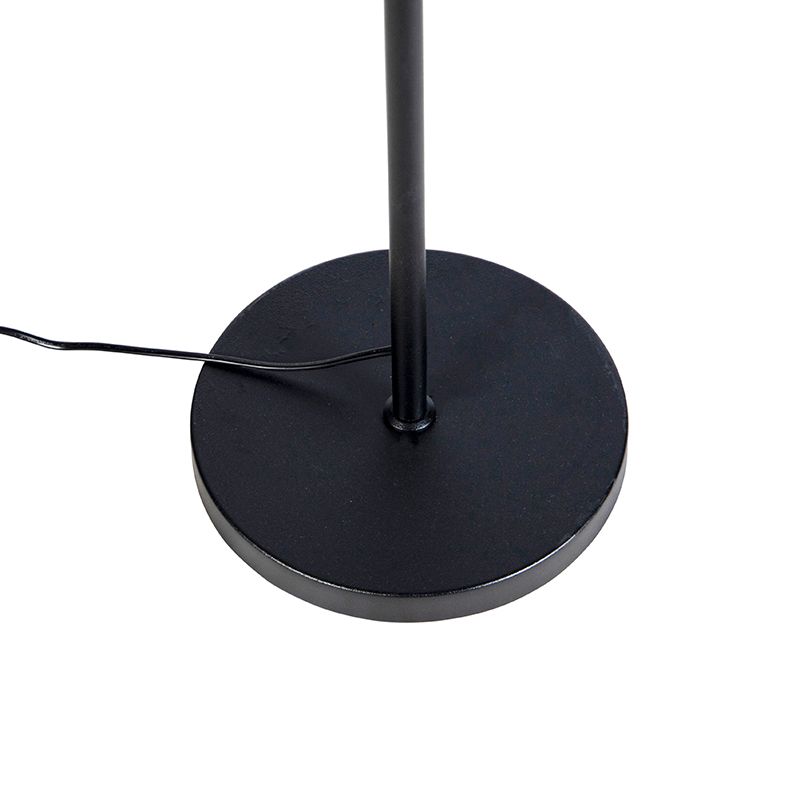 Vloerlamp zwart met zwarte linnen kap 45cm verstelbaar - Parte